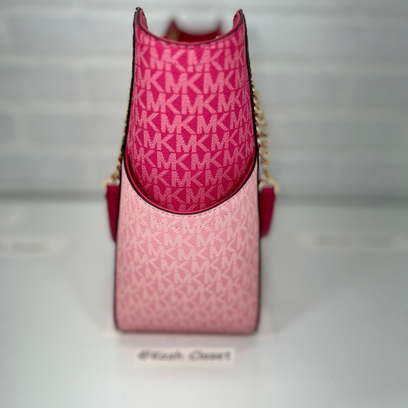 Michael Kors Shoulder Bag Xchain Jet Set LG Color-Block Logo Tote Electric Pink - Picture 8 of 11